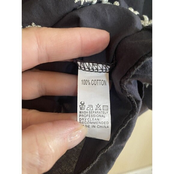 Unbranded 100% Cotton Light Weight Embroidered Blue Boho Top No Size - Picture 4 of 4